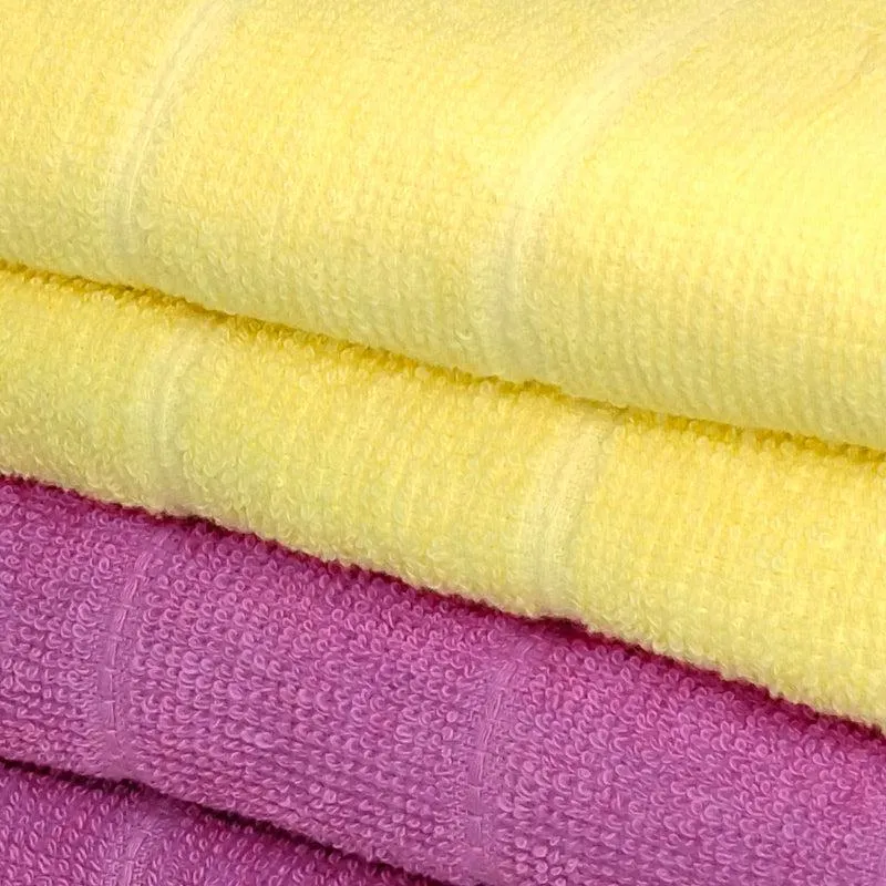 Sarda Bath Towel (Yellow & Purple) - Set Of Four media 3