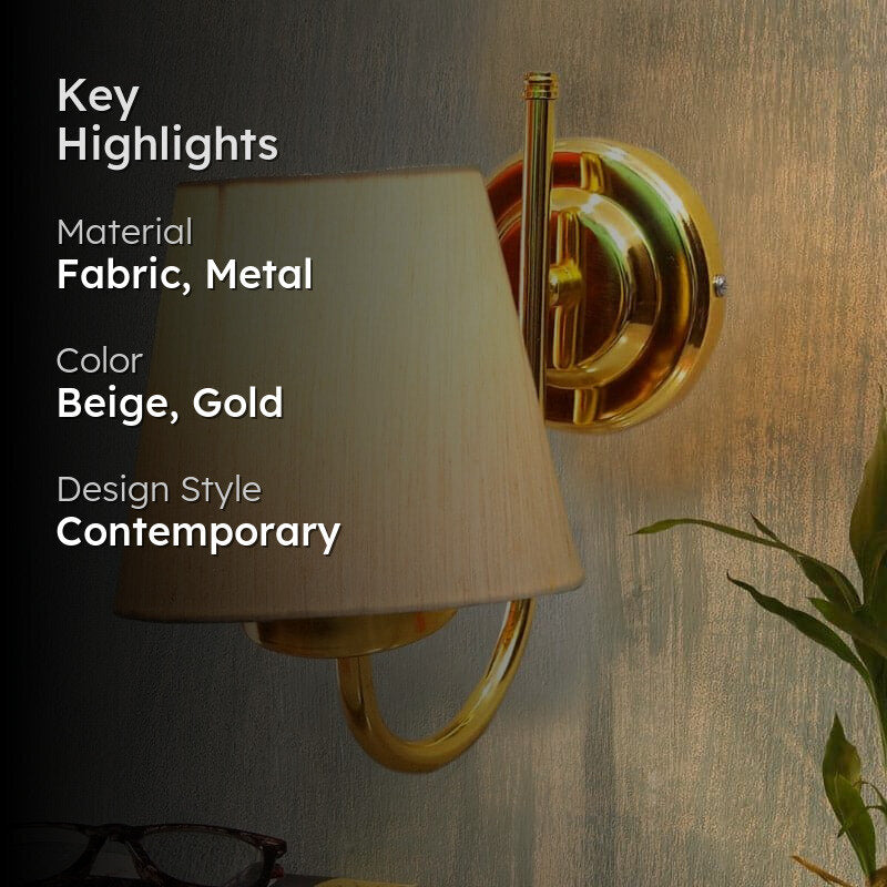 Galora Fabric & Metal Wall Lamp - Beige media 2