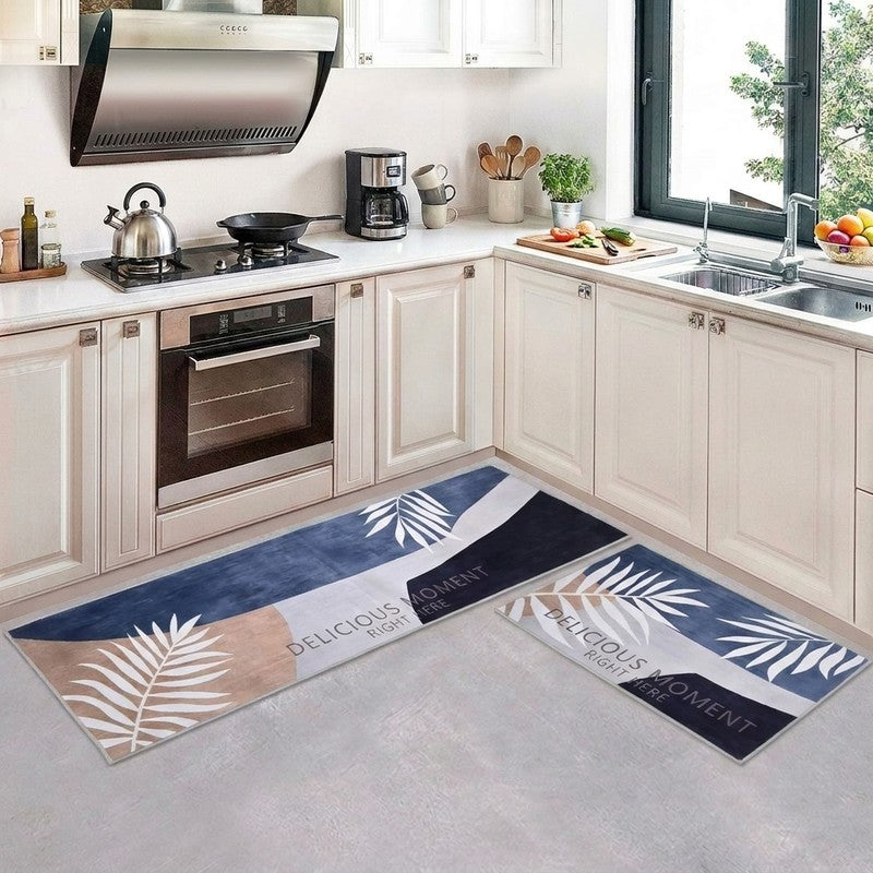Grip Nest Glace Cotton/Microfiber Kitchen Mats - Set of Two