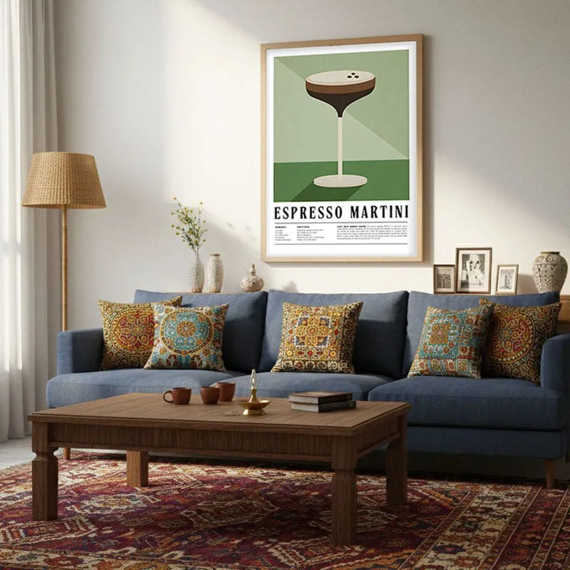 Java Martini Framed Canvas Archival Canvas Wall Painting - Natural Brown Frame media 3