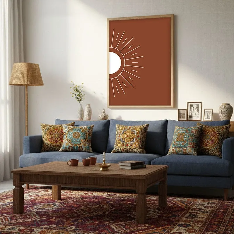 Primal Glow Canvas Wall Painting With Brown Frame media 5