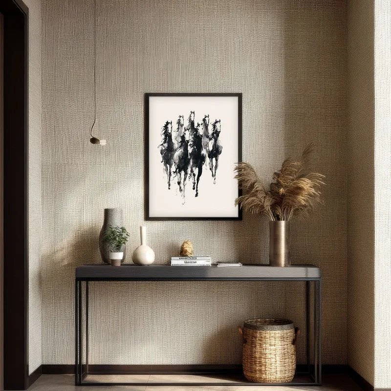 Vintage Horse Gallop Wall Painting With Black Frame media 7