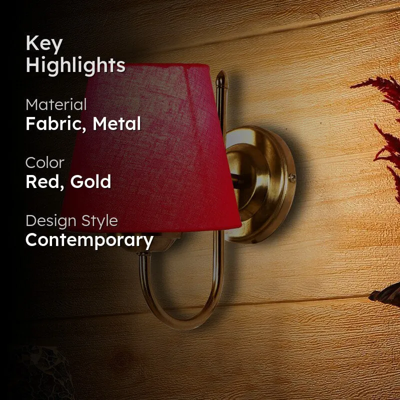 Altura Conical Fabric & Metal Wall Lamp - Red media 2