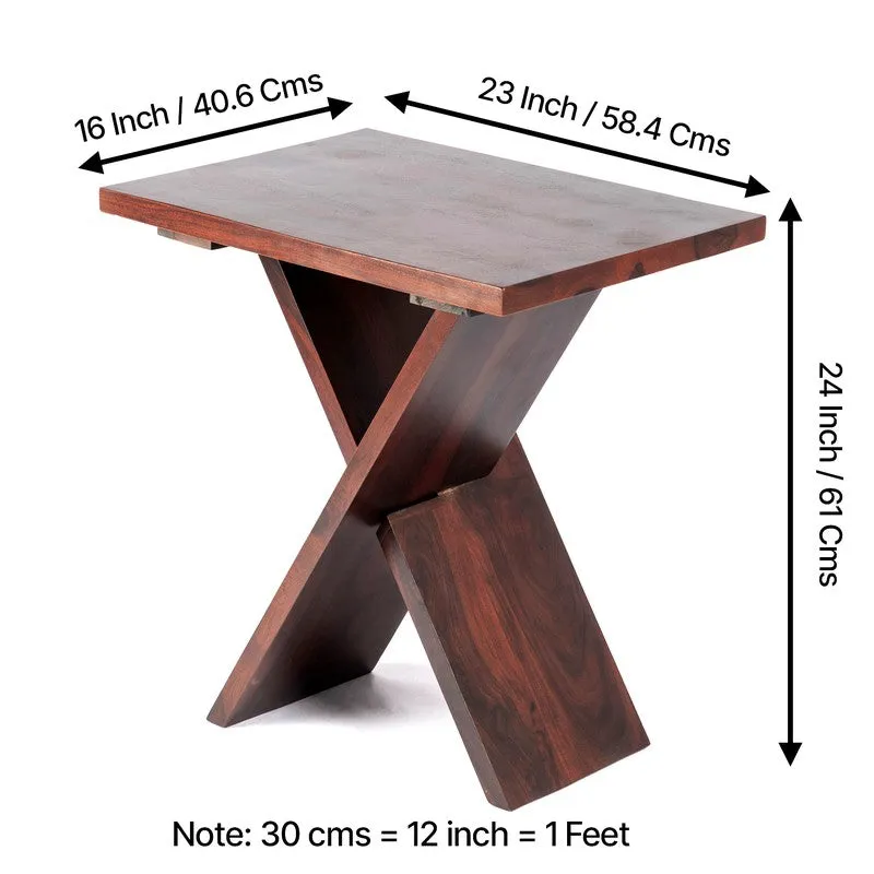 Fverox Sheesham Wooden Side & Bedside Table - Brown media 9