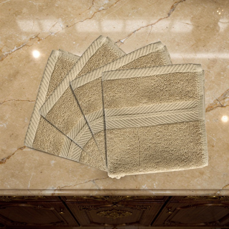 PlushAura Cotton Face Towel (Camel) - Set Of Four media 5