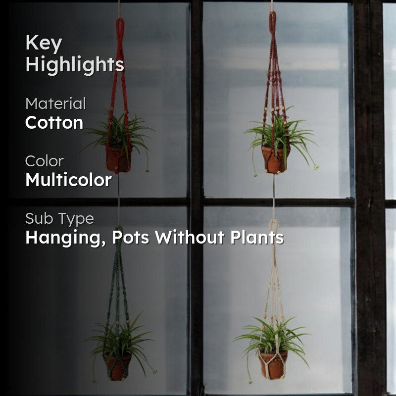 Boheme Botanica Macrame Hanging Planter (Multicolor) - Set Of Four media 2