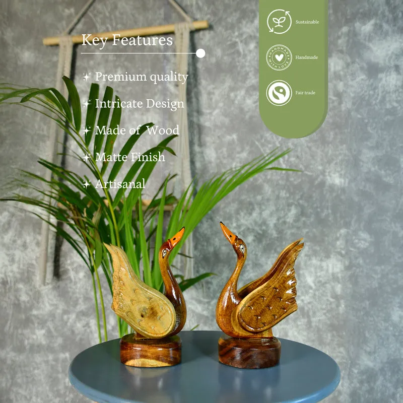 Swan Soiree Wood Showpiece - Set Of Two media 5