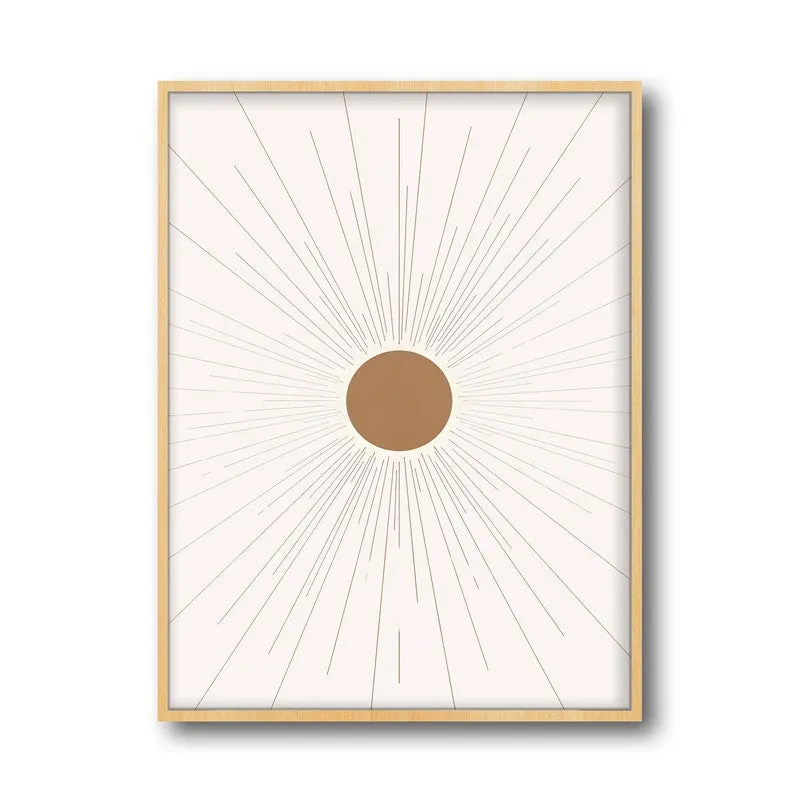 Sunburst Canvas Wall Painting With Brown Frame media 3