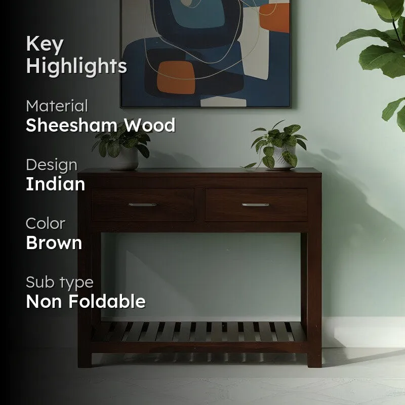 Wynex Sheesham Wooden Table - Brown media 2