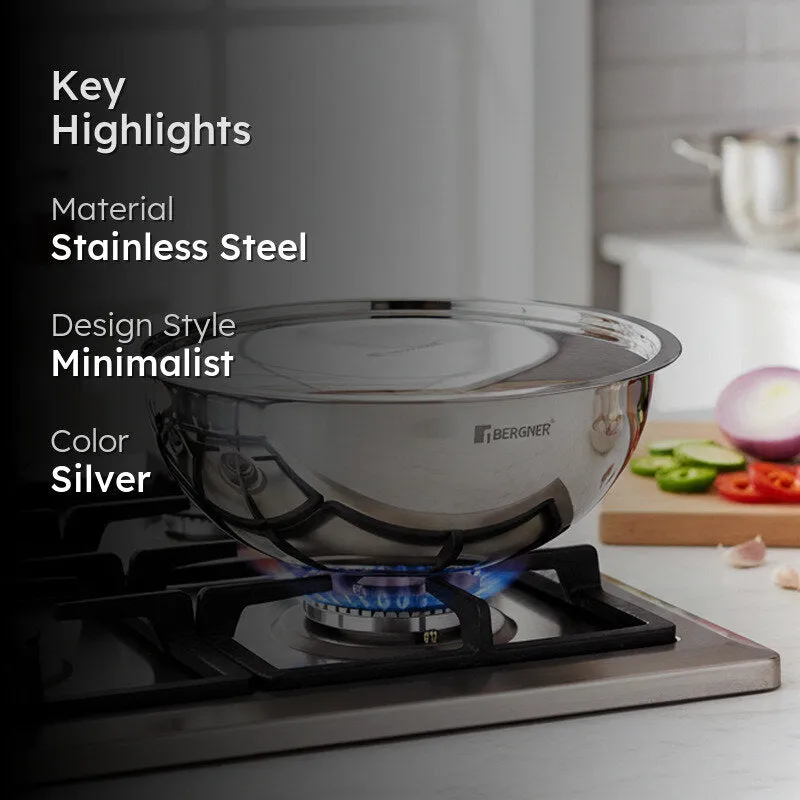 Bergner Argent Triply Stainless Steel Induction Base Tasra With Lid - 2500 ML media 2