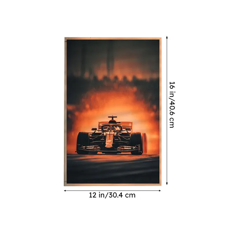 Single racing car poster with rectangular portrait layout