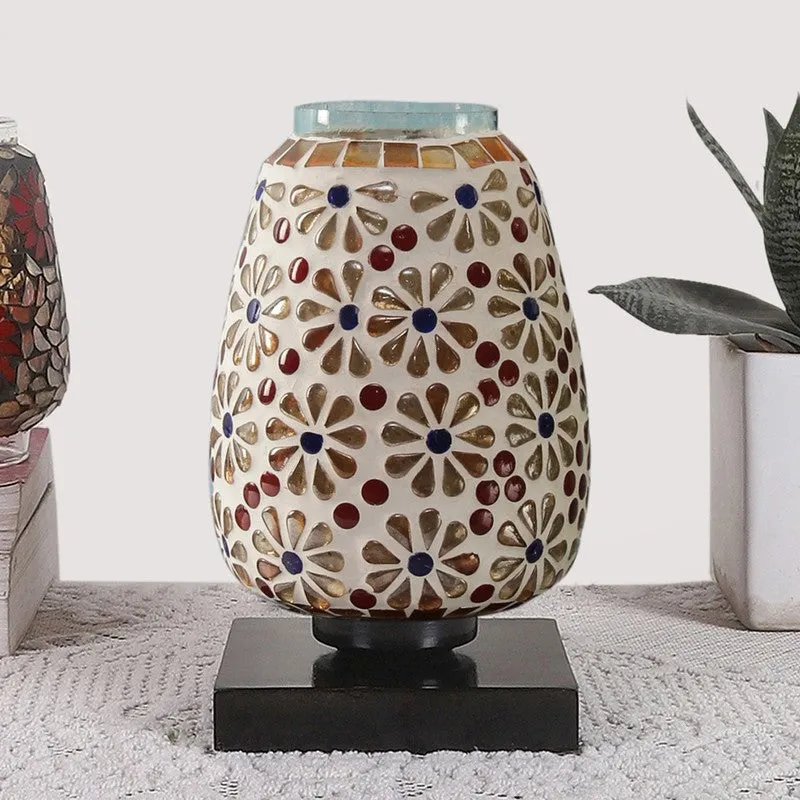 Shineva Glass Table Lamp With Wooden Base - Multicolor media 4