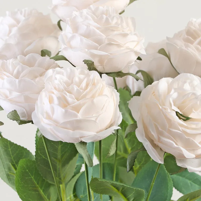Petalisse Rose Fabric Artificial Flower - White media 5