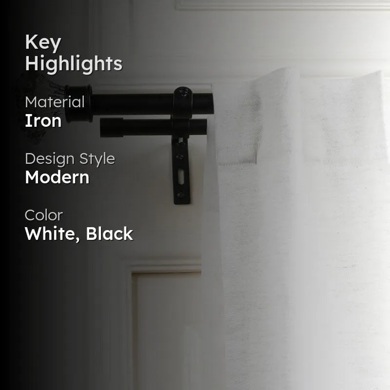 Etherea Duo Extendable 1" Double Curtain Rod With Urn Finial & Brackets (White) media 2