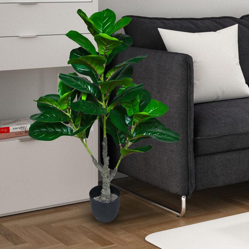 Faux Everlasting Fiddle Leaf Fig  Plant With Black Plastic Pot - 95 cm (3.1 ft) media 3