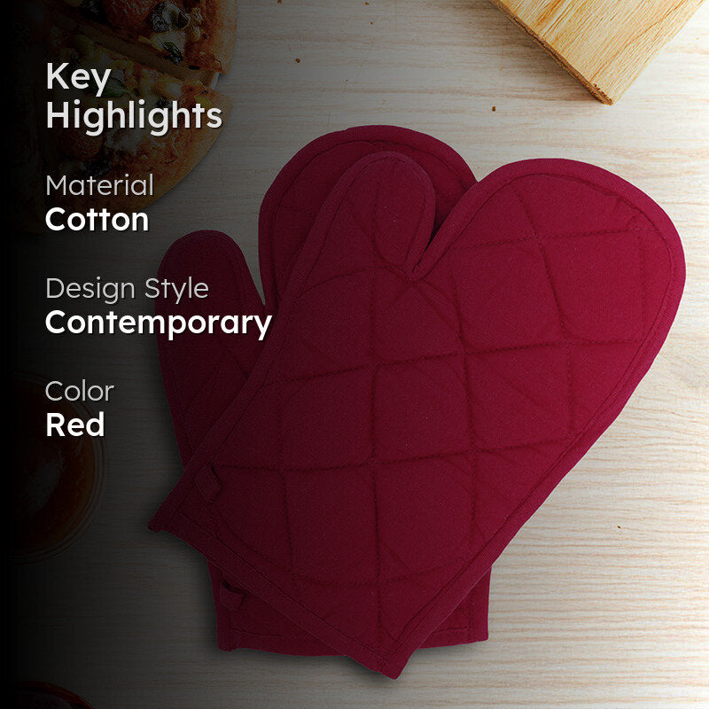 Swayam Garde Kitchen Gloves (Red) - Set Of Two media 2