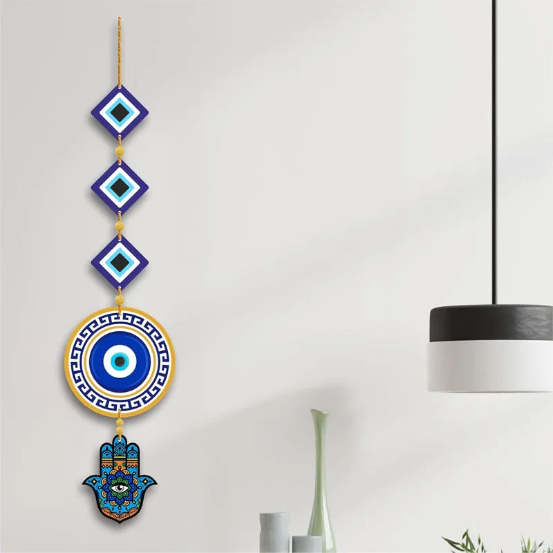 Triple Nazar Polyester & MDF Wall Hanging media 1