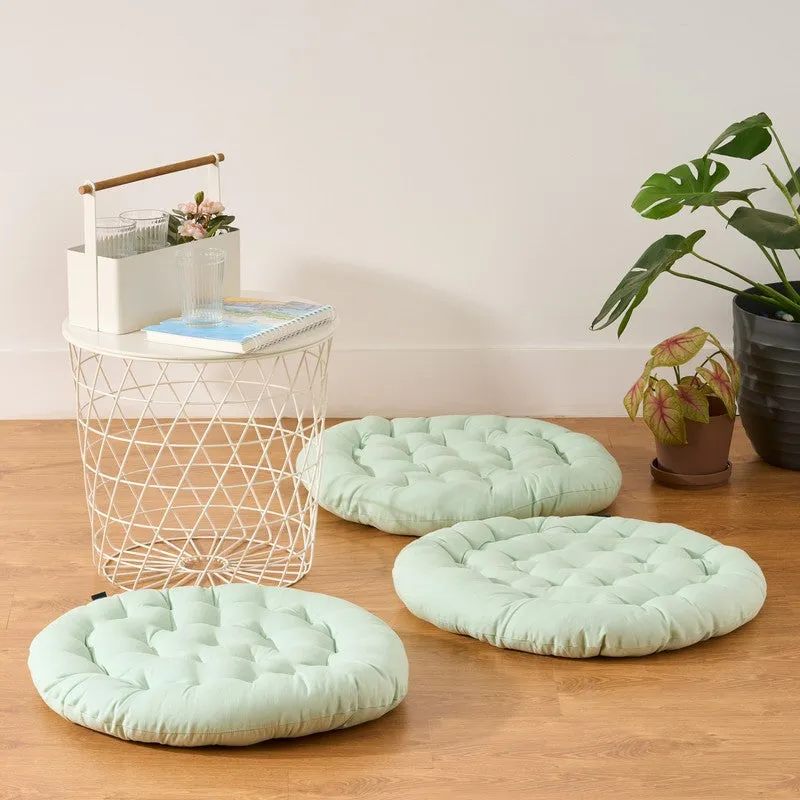 Fluffpod Solid Cotton Floor Cushion (Sage Green) - Set Of Three media 1