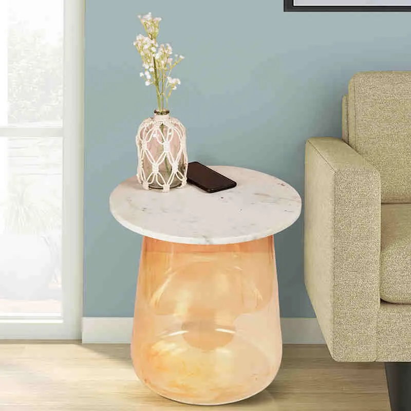 Crystena Marble & Glass Side Table - Gold media 1
