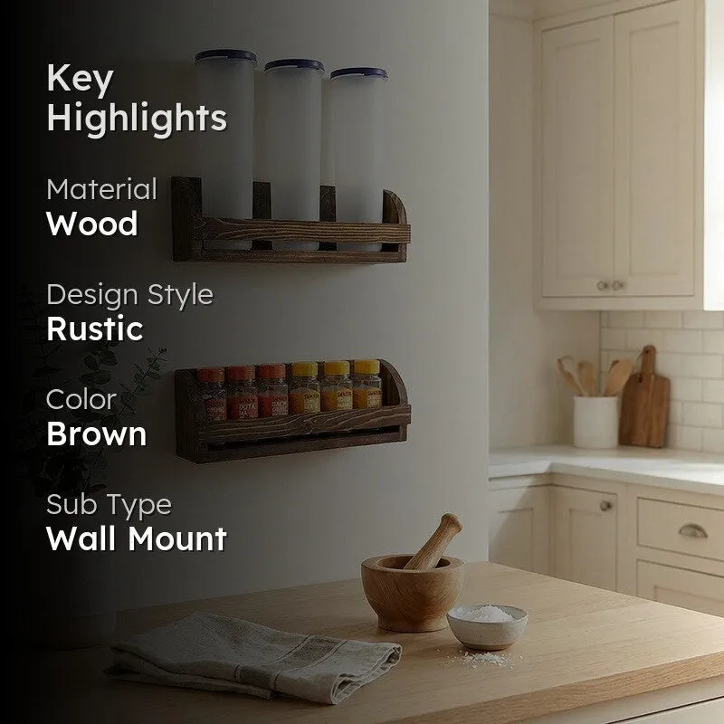 Velvetash set of 2 Wooden Wall Shelf Organiser media 2