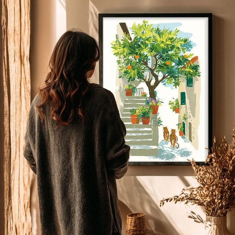 Garden Path Canvas Wall Painting - Black Frame media 4