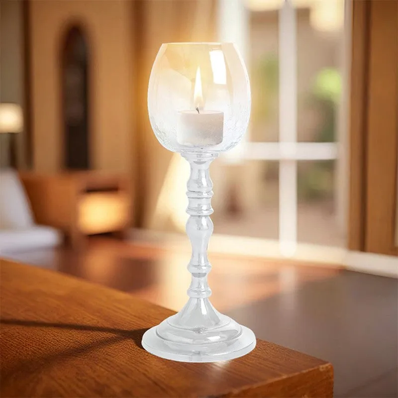 Polido Textured Glass Candle Holder - Silver media 1