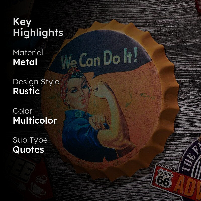 We Can Do It Bottle Cap Metal Wall Accent media 2