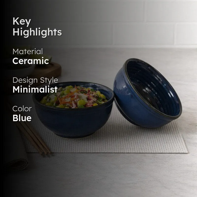 IndiLuxe Ceramic Snack Bowls (Blue, 200 mL Each) - Set Of Two media 2