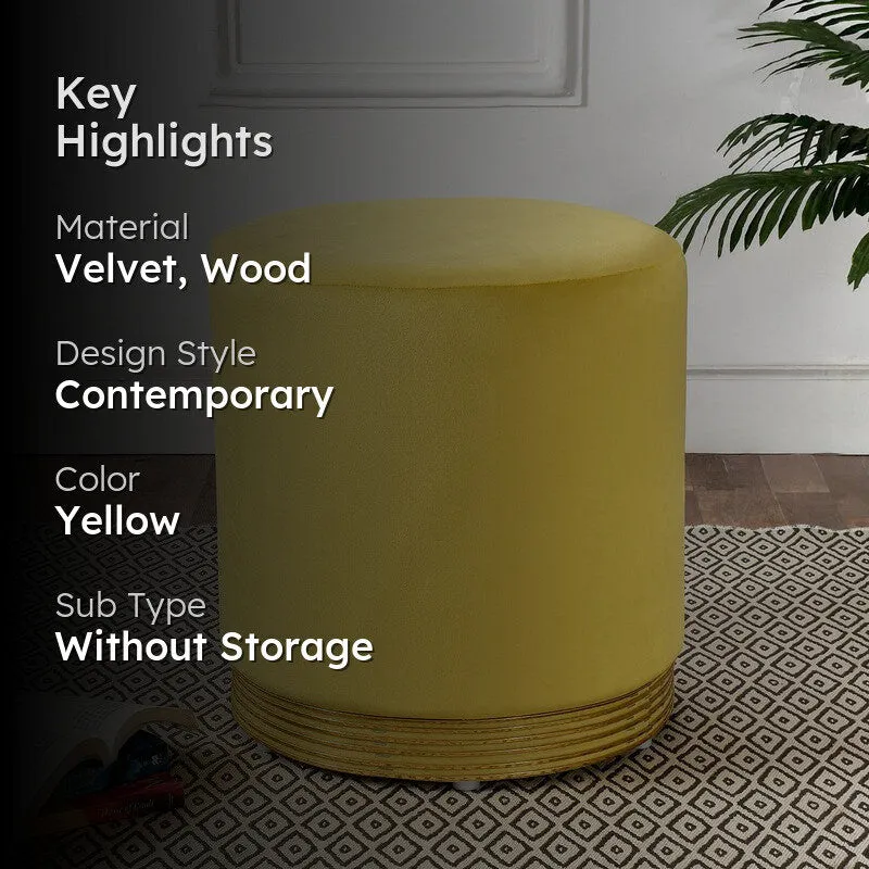Velour Solid Velvet Pouffe - Yellow media 2