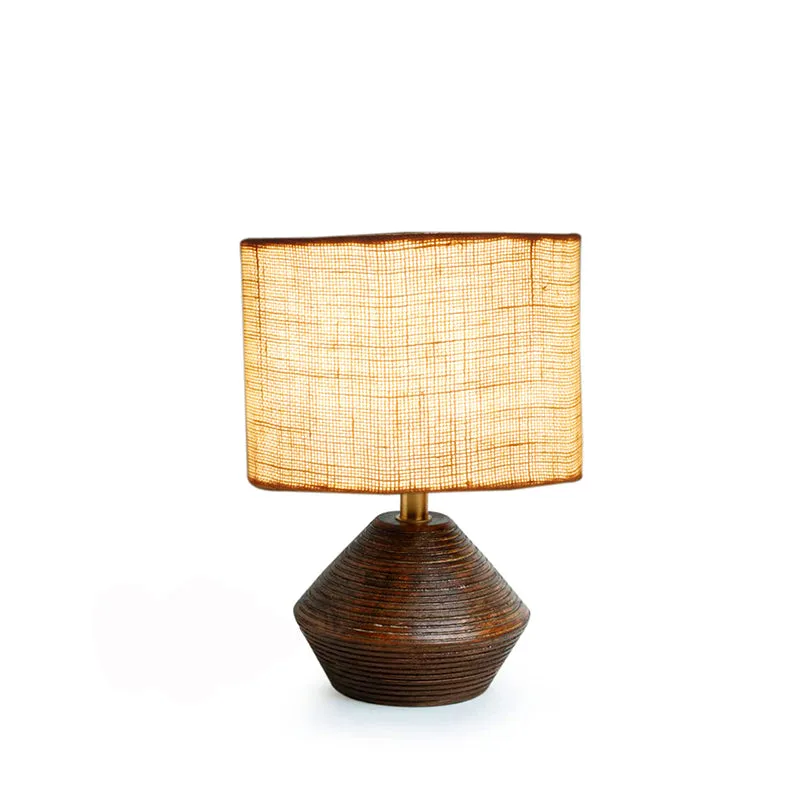 Yami Wooden Table Lamp With Jute Shade - White,Brown media 3