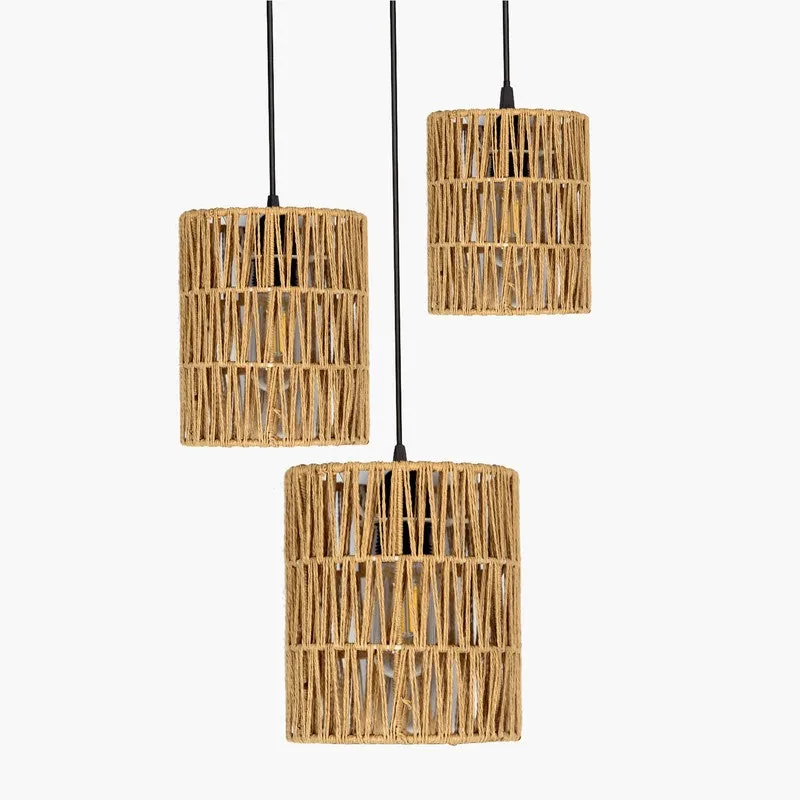 Lucentra Elegant Raffia Ceiling Lamp - Beige & Black media 4
