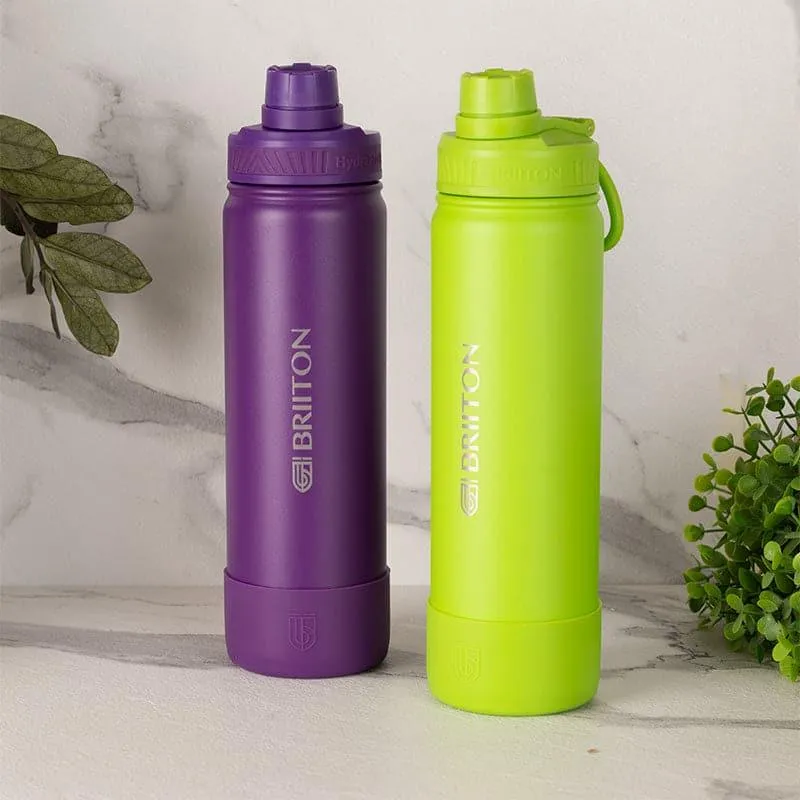 Quench Pal Hot & Cold Thermos Water Bottle (Purple & Green, 750 mL Each) - Set Of Two media 1