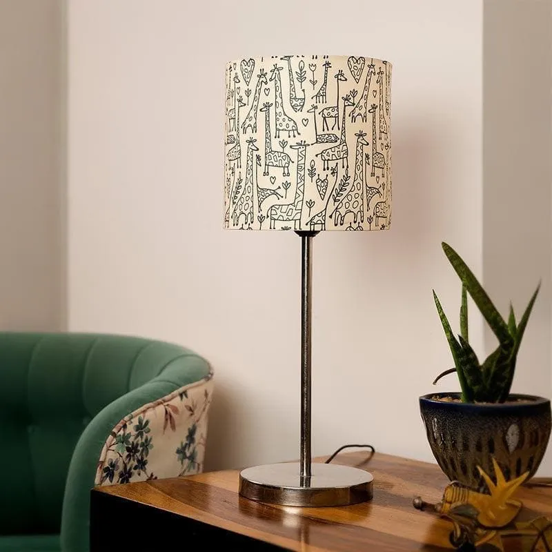 Tall Tales Metal Chrome Fabric Table Lamp - Beige,Black media 3