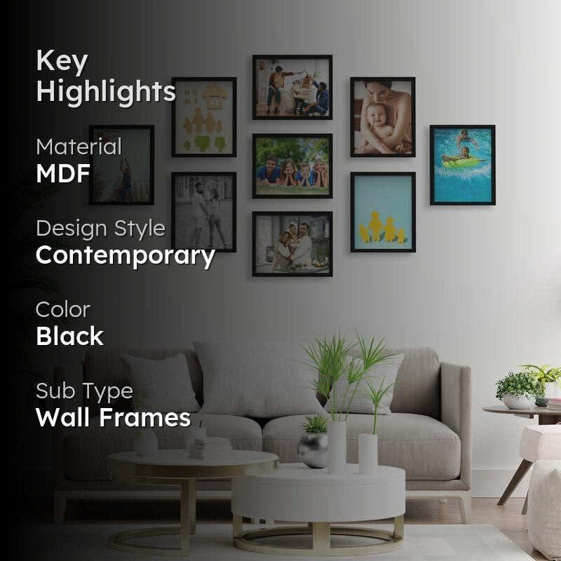 Frame Fables Photo Frame Collage (Black)- Set Of Nine media 2