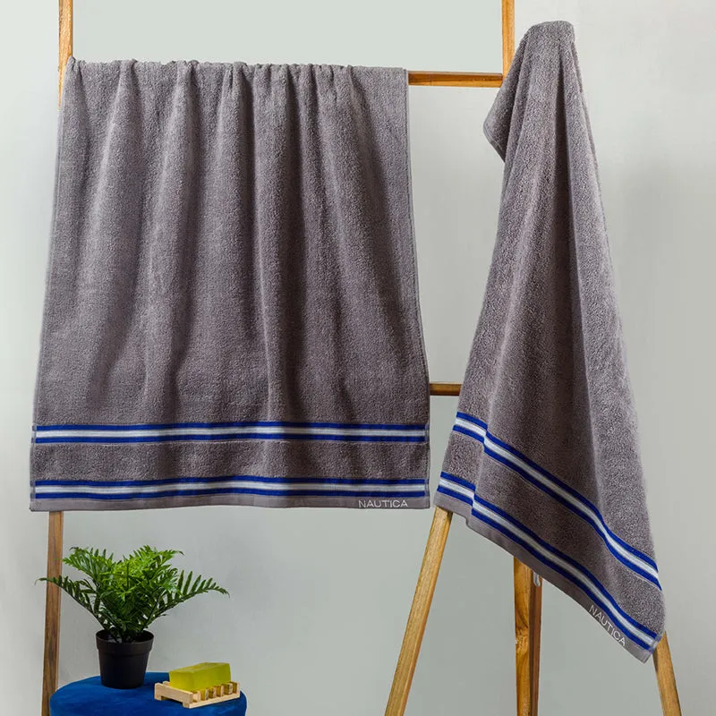 Nautica Dual Down Cotton Bath Towel (Grey) - Set Of Two media 1