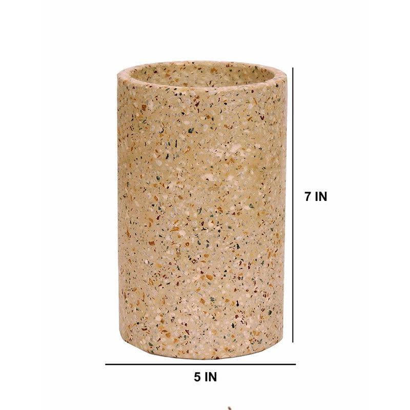 Beige Terrazzo Cylindrical Hand Crafted Marble Planter - Small media 5