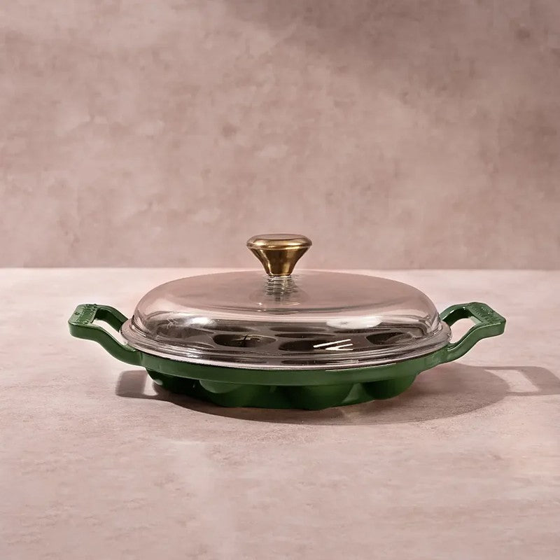Cumin Co Enamel Cast Iron Paniyaram Pan - Green media 6