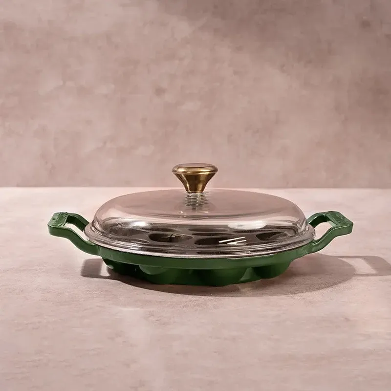 Cumin Co Enamel Cast Iron Paniyaram Pan - Green media 6
