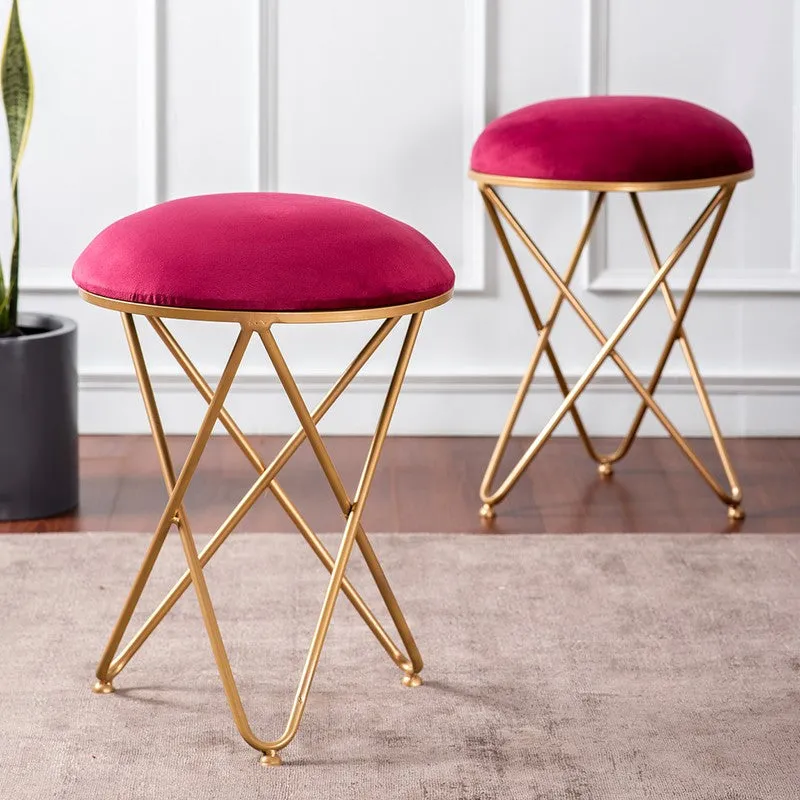 Jada Velvet Stool (Red) - Set Of Two media 1