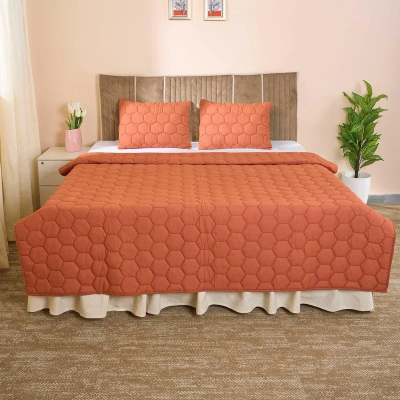 CozyCore Solid Cotton Comforter (Rust) - 200 GSM media 1
