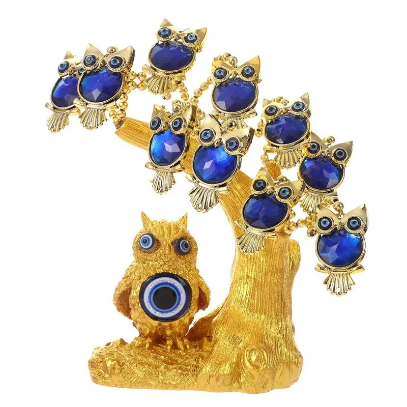 Sapphire Owl Evil Eye Resin Showpiece media 4