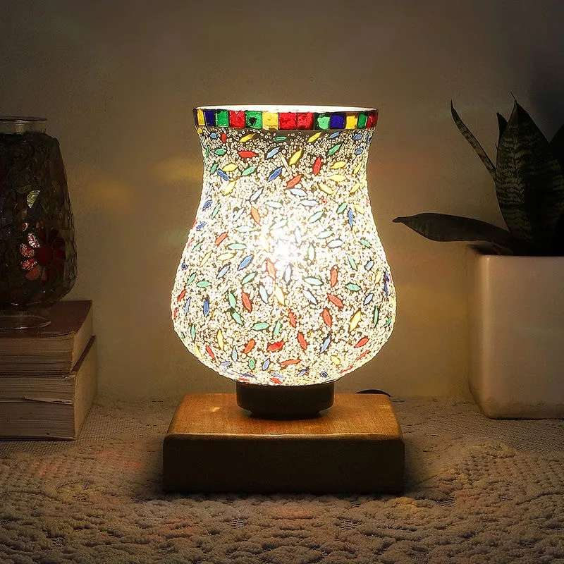 Clairo Mosaic Glass Table Lamp With Wooden Base - Multicolor media 1