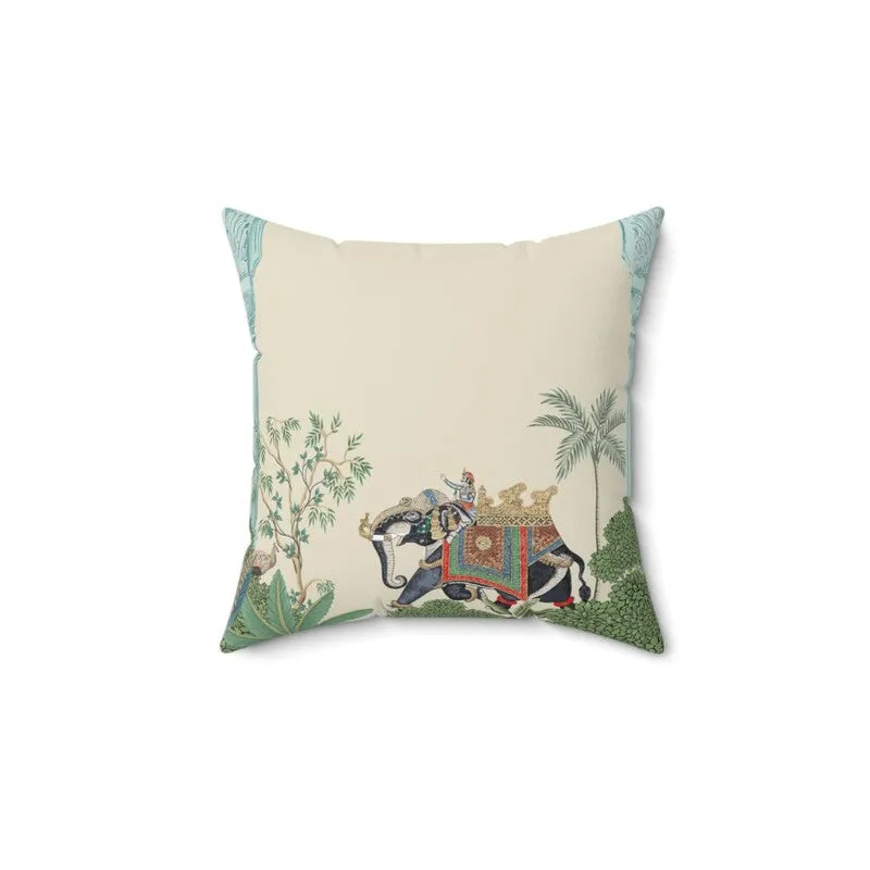 Elephant Yatra Taffeta Silk Cushion Cover media 3