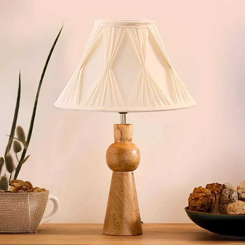 Angler Loft Wooden Table Lamp - Ivory,Brown media 2
