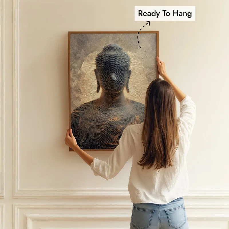 Meditative Buddha Archival Paper Wall Painting With Brown Frame media 5