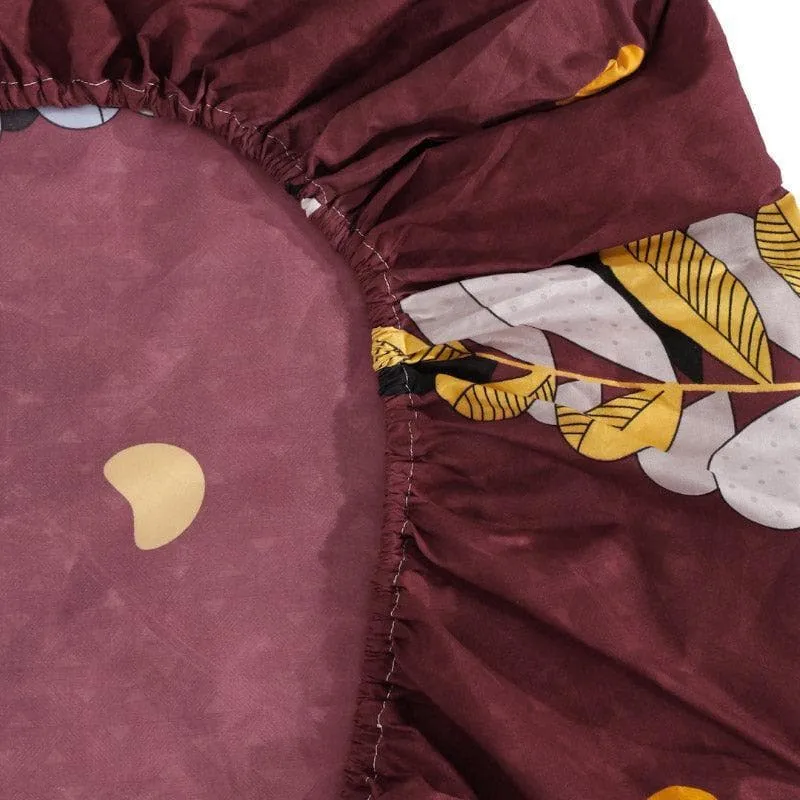 Leaf Zina Printed Bedsheet (Maroon) - 150 GSM media 6
