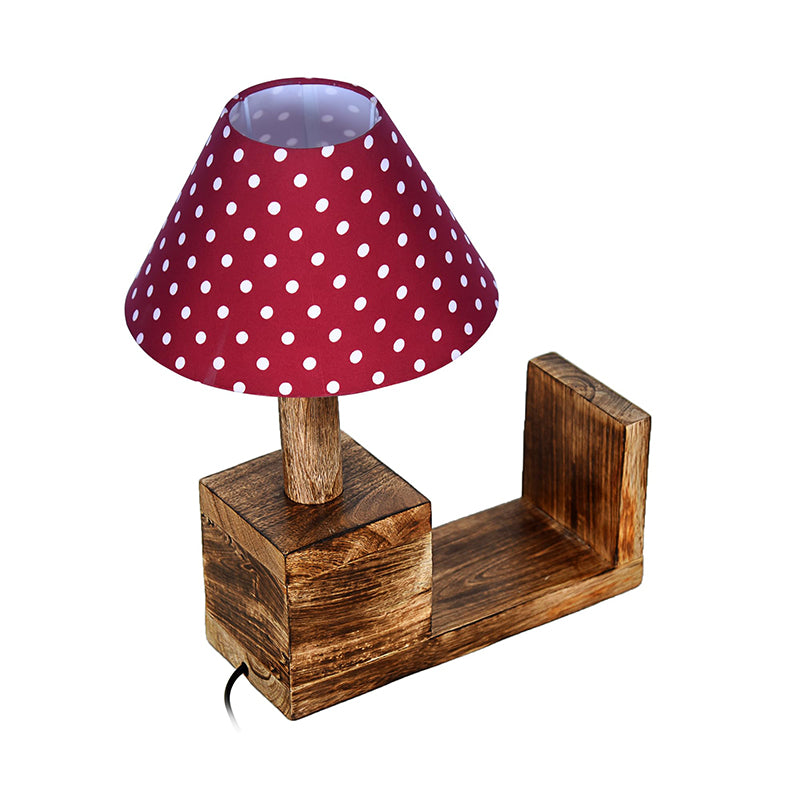 Sentry Polka Fabric Table Lamp - Maroon,Brown,White media 4