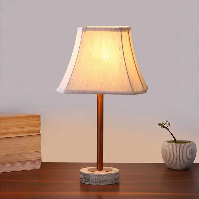 Ceylon Rodin Wooden Table Lamp - OffWhite,Copper,White media 2