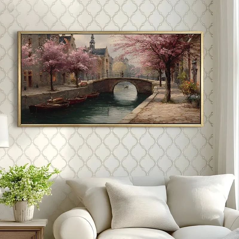 Blossom Bridge Canvas Wall Painting With Frame media 4