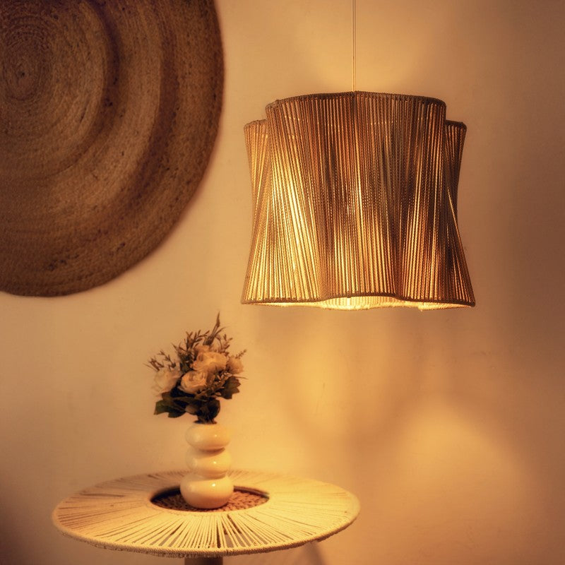 Rustic Glow Drum-Shaped Ceiling Lamp